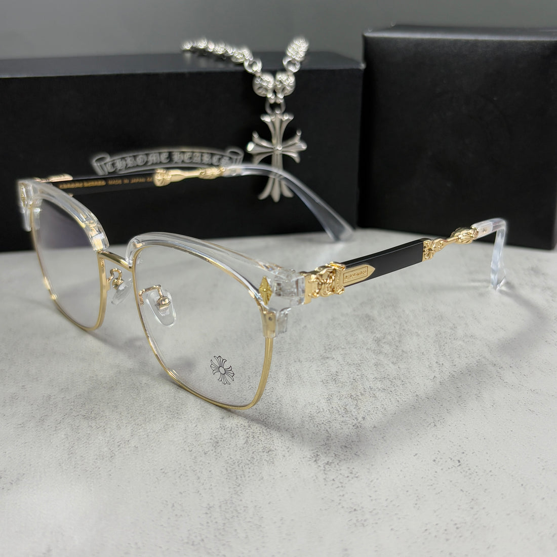 Lentes Chrome Hearts Steal Mount Transparent – Protección UV400 + BlueProtect