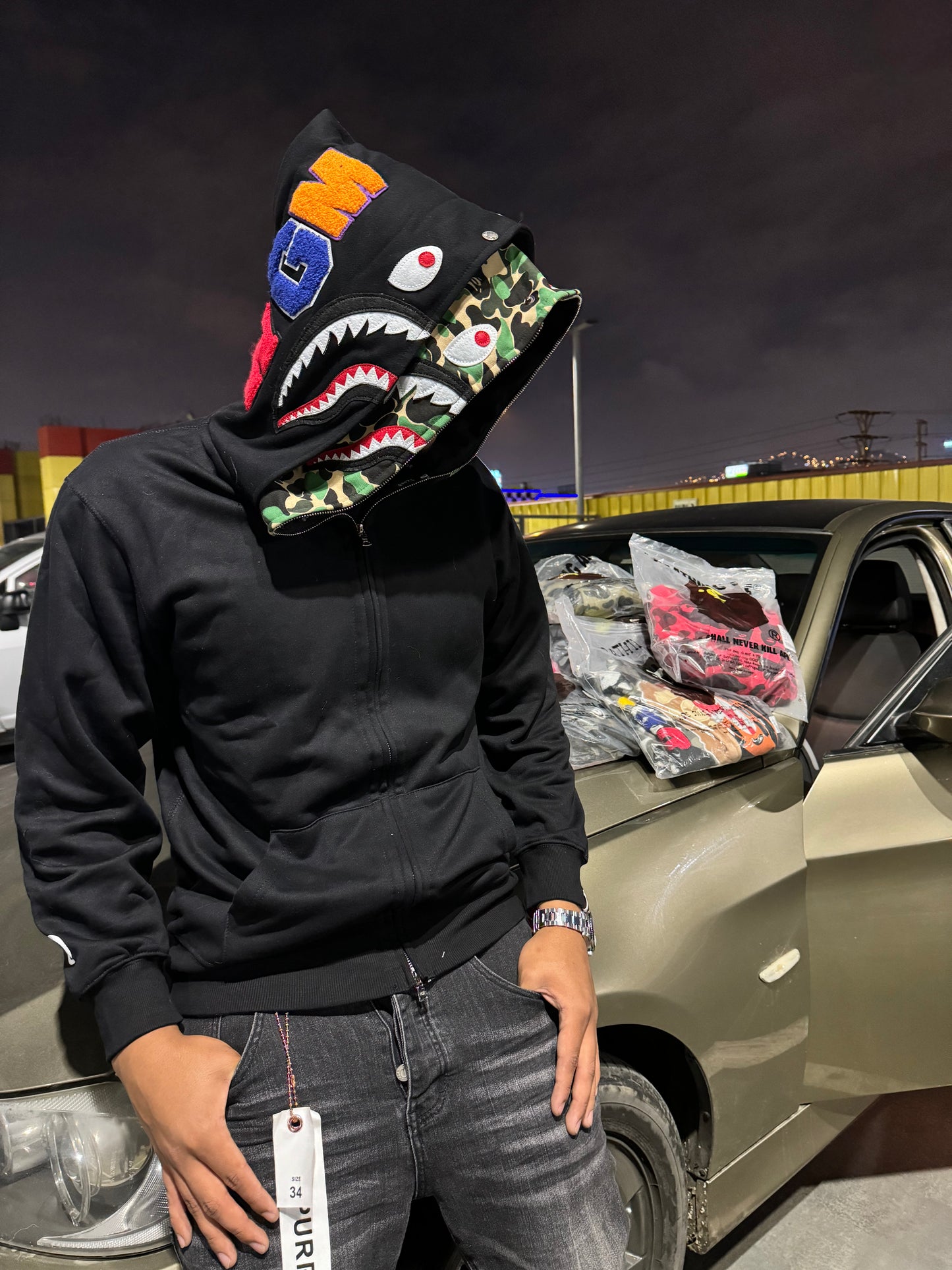 BAPE ABC Shark Full Zip Double Hoodie Black/Green