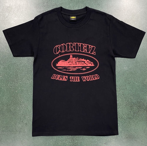 Corteiz Rules The World Tee Black/Red