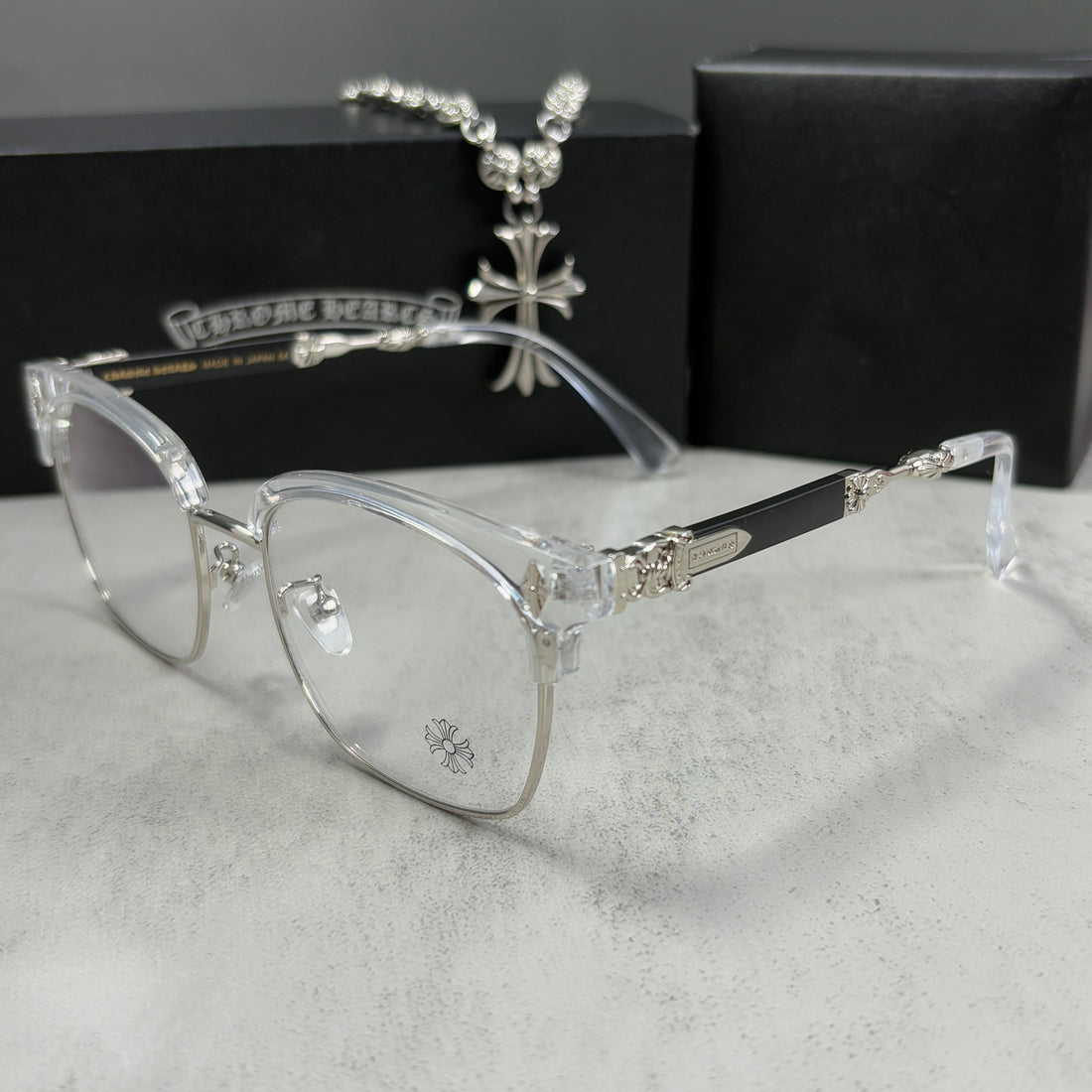 Lentes Chrome Hearts Steal Mount Transparent – Protección UV400 + BlueProtect