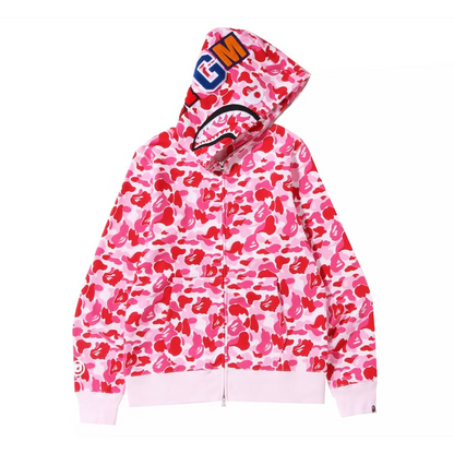 BAPE ABC Camo Shark Full Zip Hoodie Pink