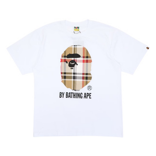 BAPE A Bathing Ape Check by Bathing Tee White beige