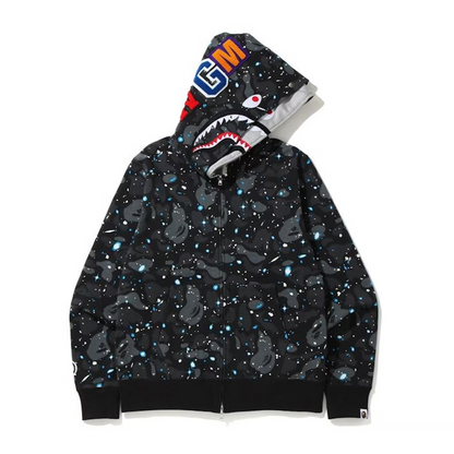 BAPE Space Camo Shark Full Zip Double Grey Hoodie