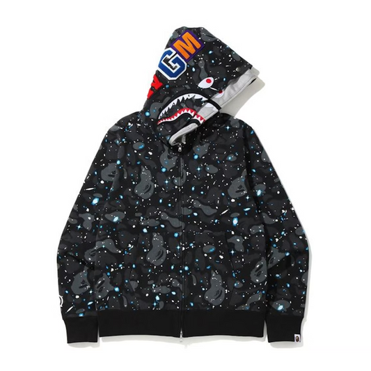 BAPE Space Camo Shark Full Zip Double Grey Hoodie