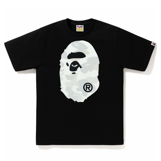 BAPE – White Gray ABC Camo Ape Head Tee