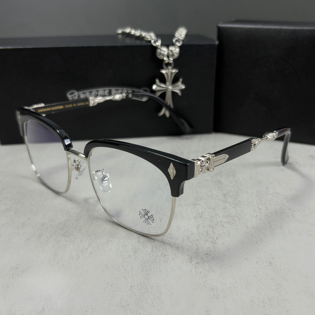Lentes Chrome Hearts Steal Mount Black/Silver – Protección UV400 + BlueProtect