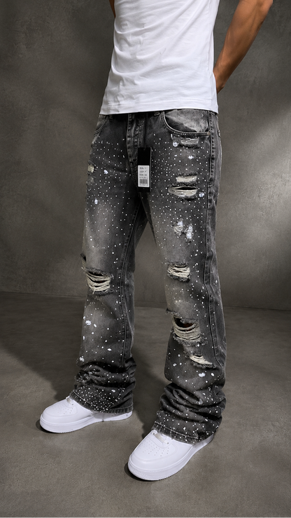 Jean FN Walk Me Black Washed Rhinestone