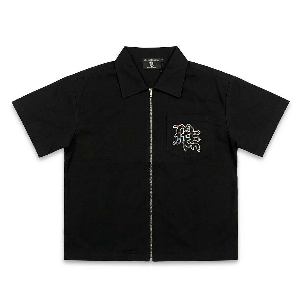 “ME” Rhinestone Zip Up Shirt