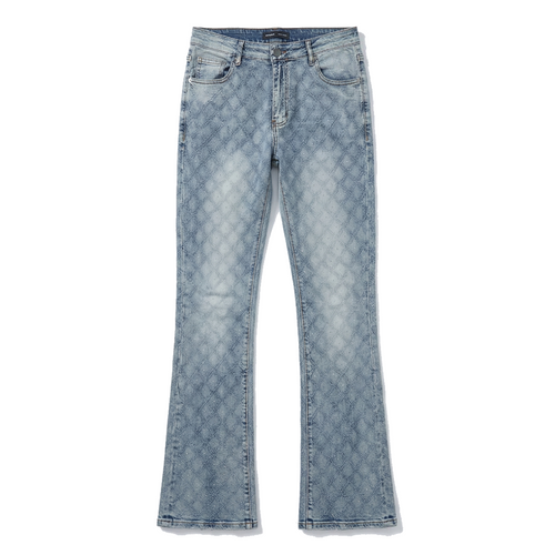 Jean FN Jeweled Rhinestone Blue Flared