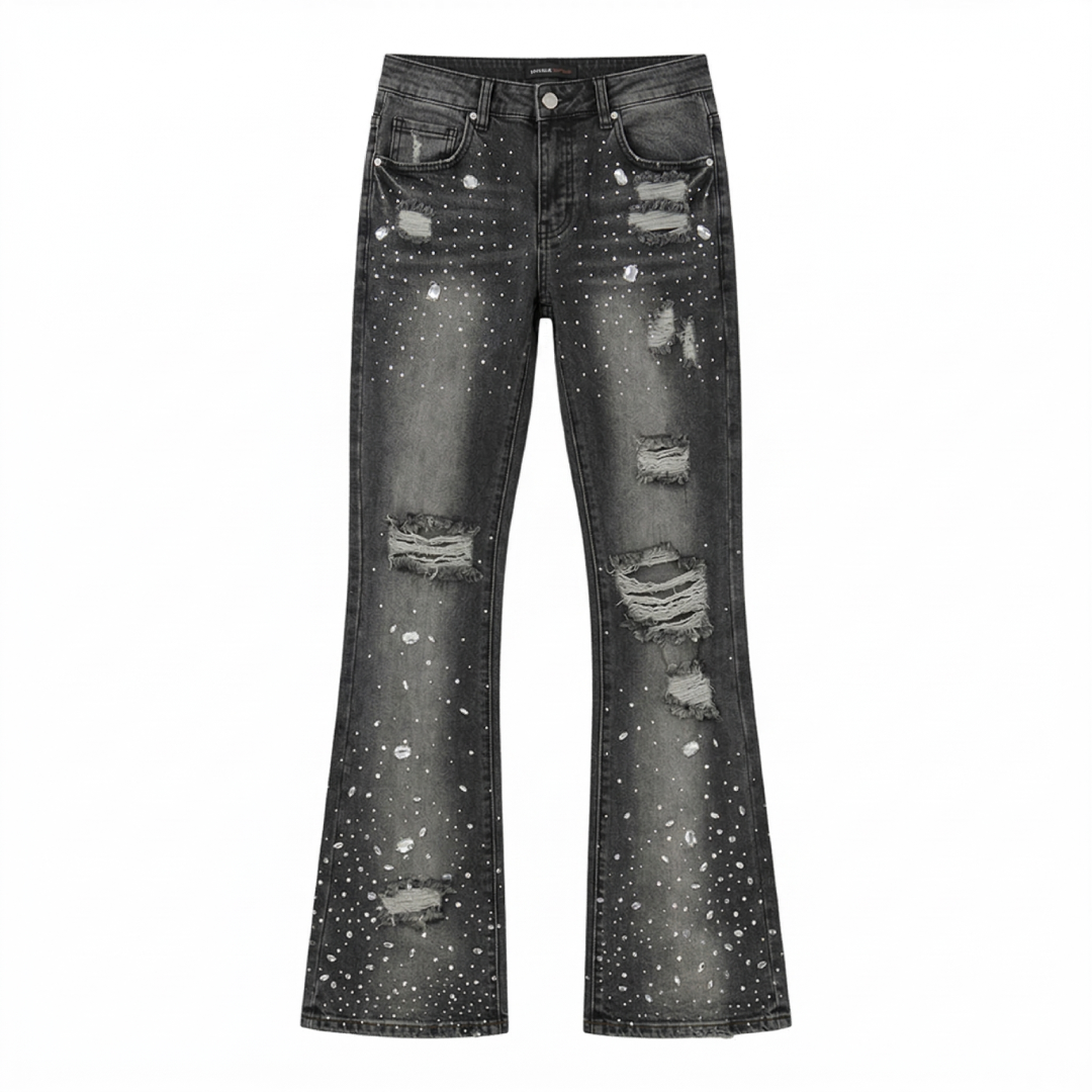 Jean FN Walk Me Black Washed Rhinestone