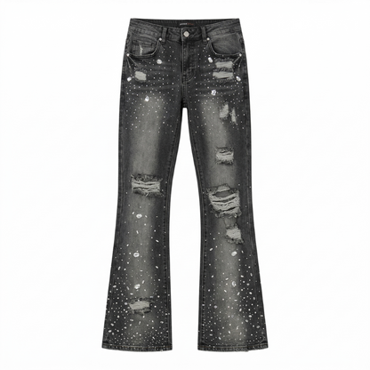 Jean FN Walk Me Black Washed Rhinestone