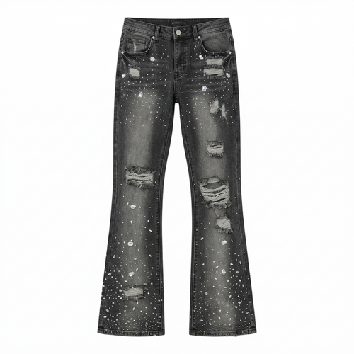 Jean FN Walk Me Black Washed Rhinestone