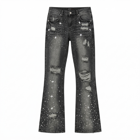 Jean FN Walk Me Black Washed Rhinestone