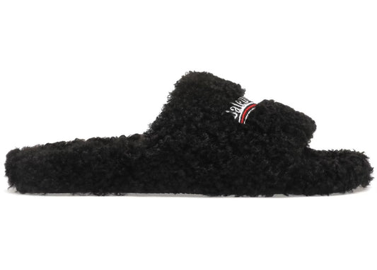 Balenciaga Furry Slide Black