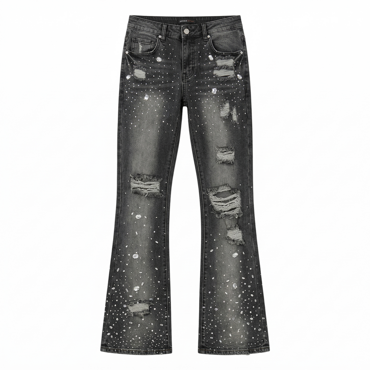 Jean FN Walk Me Black Washed Rhinestone