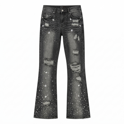 Jean FN Walk Me Black Washed Rhinestone