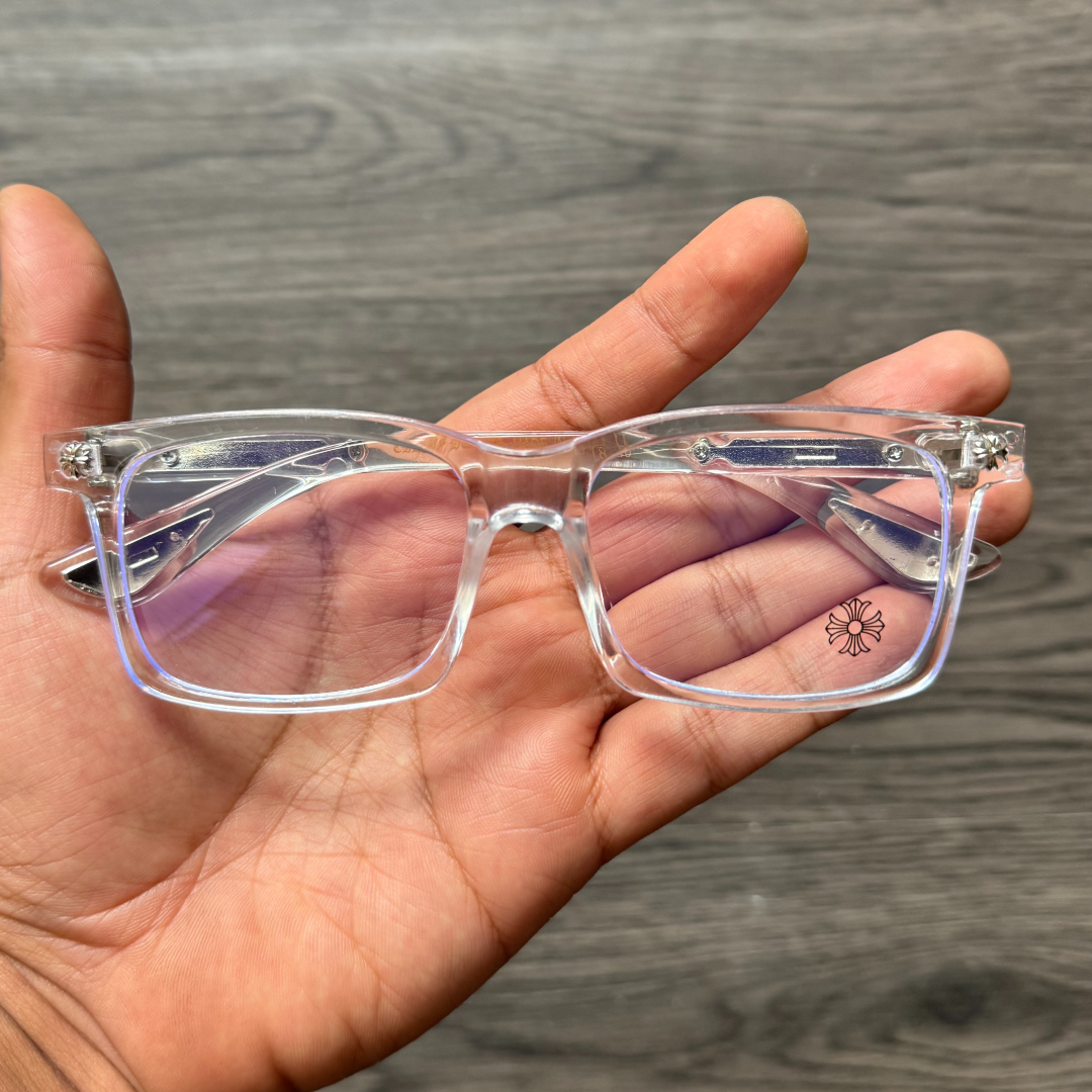 Lentes Chrome Hearts Square Transparent/Silver – Protección UV400 + BlueProtect